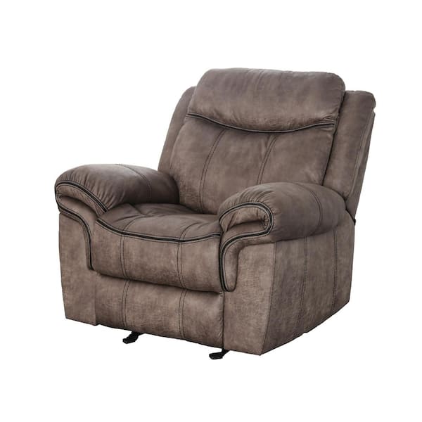 Furniture Of America Tanner Brown, Leather And Fabric Recliner
