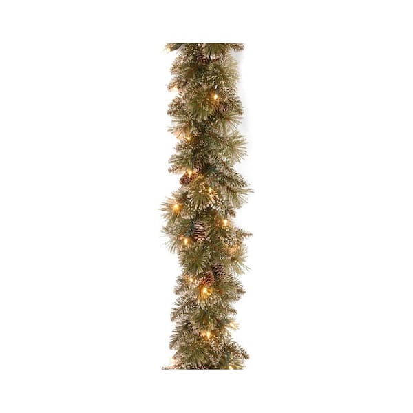 6 ft. Green Artificial Pine Christmas Garland with Lights, Pine Cone ...