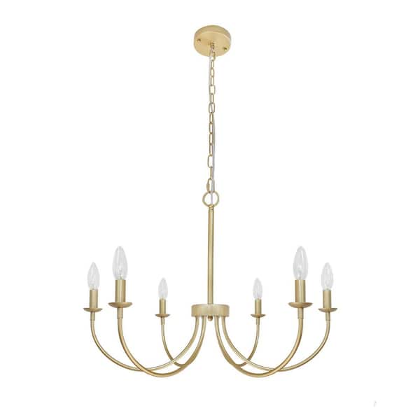 Rviezza 6-Light Classic Candle Style Chandelier, Farmhouse Gold Chandeliers for Kitchen Dining Room Living Room