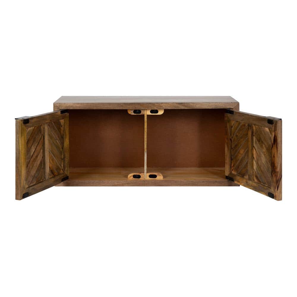 Rustic Brown Mango Wood 2-Door Wall Cabinet