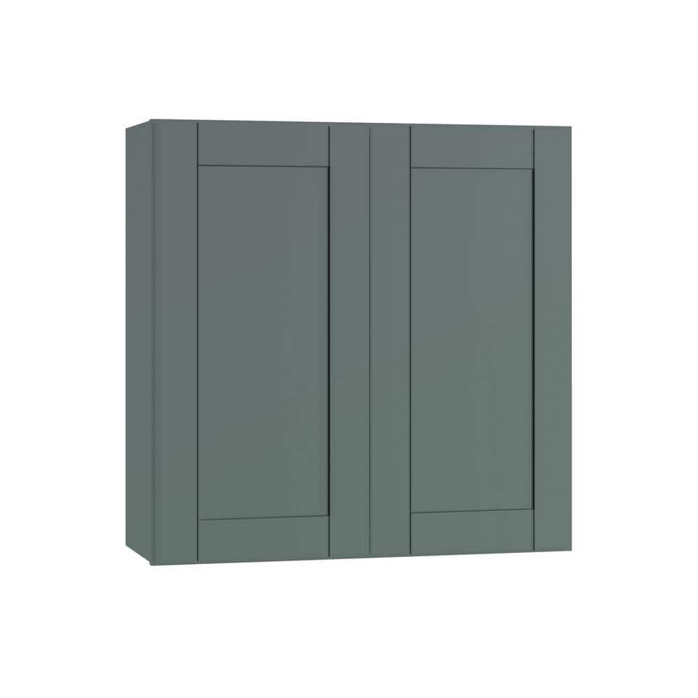 Washington 24 in. W x 12 in. D x 36 in. H Assembled Plywood Wall Kitchen Cabinet in Verdant Green with Soft Close Doors price history on PriceWatchPro