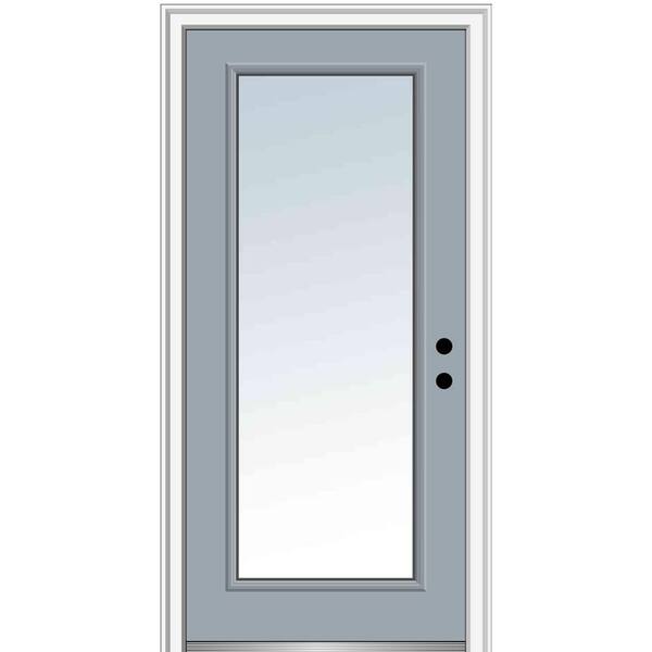 MMI Door 36 in. x 80 in. Left-Hand Inswing Full Lite Clear Classic Painted Fiberglass Smooth Prehung Front Door