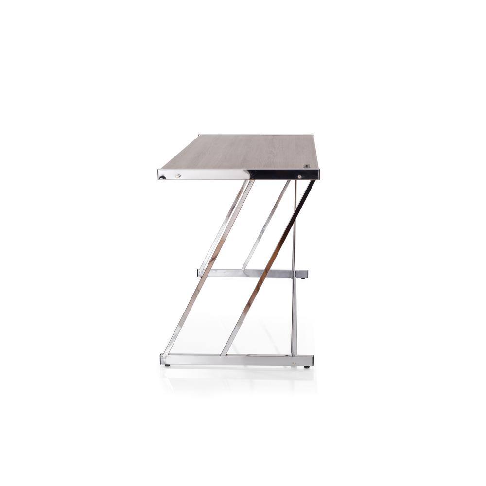 47" Weathered Oak and Chrome Desk with USB Port