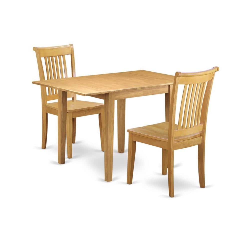 East West Furniture DLVA3-OAK-C Ensemble de salle à manger 3 pièces comprenant une table ronde de salle à manger avec rabattables et 2 chaises