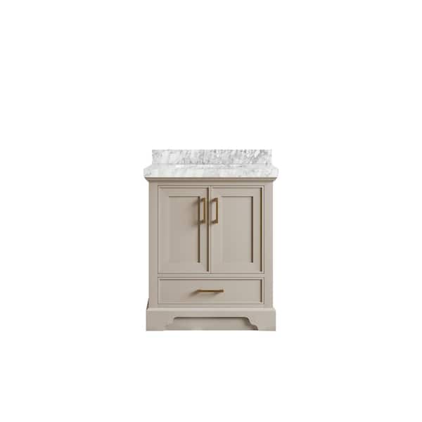 Willow Collections Charlotte 30 in. Single Sink Freestanding Fine Grain Bath Vanity with Carrara Marble Top