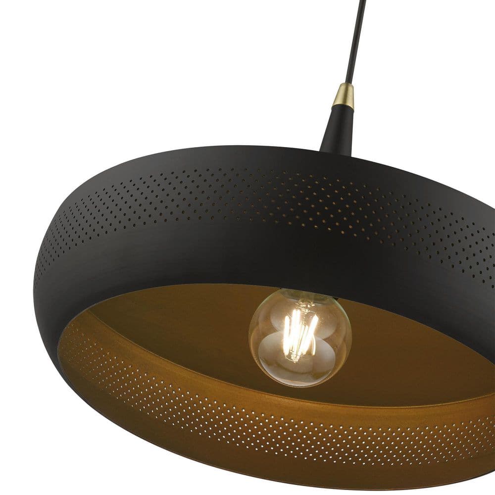 Banbury Modern Indoor/Outdoor Pendant - Black and Antique Brass with LED