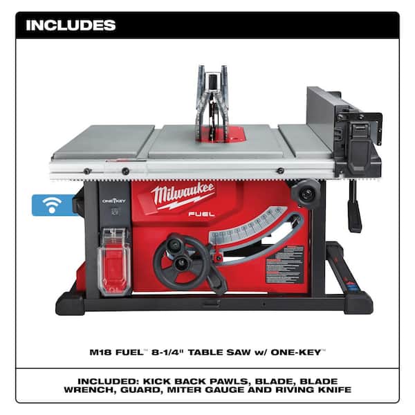 M18 FUEL ONE-KEY 18-Volt Lithium-Ion Brushless Cordless 8-1/4 in. Table Saw (Tool-Only) & 8-1/4 in Blade