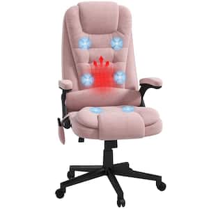 Pink Linen Massage Chair with Reclining Backrest