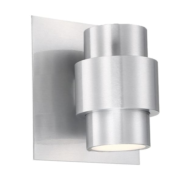 WAC Lighting Barrel 8 in. Brushed Aluminum Integrated LED Outdoor Wall Sconce, 3000K