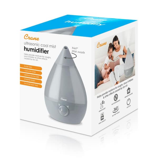 Crane 1 Gal. Drop Ultrasonic Cool Mist Humidifier for Medium to
