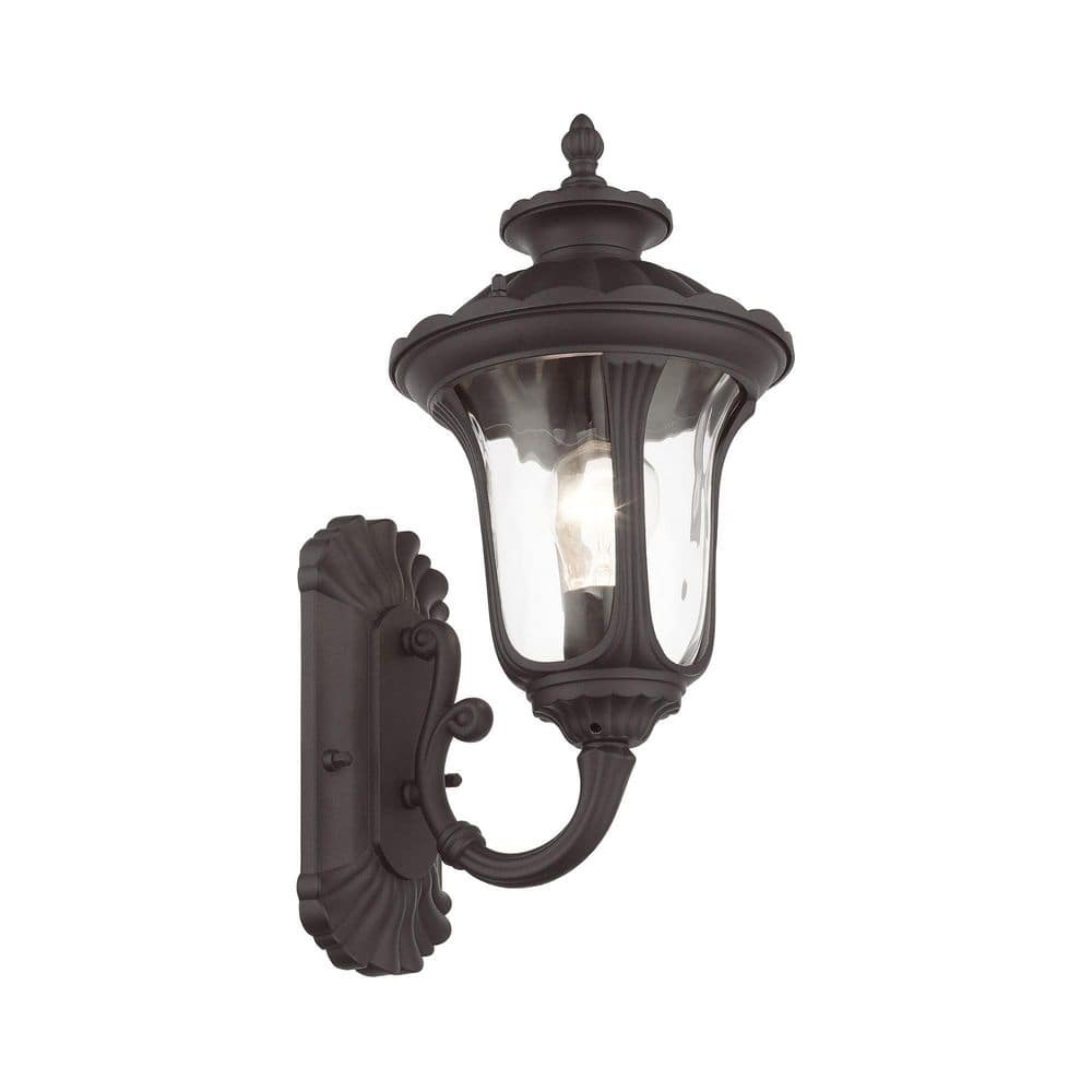 Bronze Traditional Outdoor Wall Lantern with Clear Water Glass
