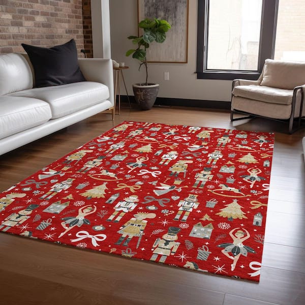 Chantille Machine Washable Indoor/Outdoor Abstract ACN1827 Red 3 ft. x 4 ft. Area Rug
