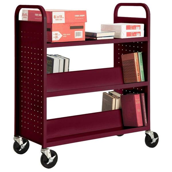 Sandusky Burgundy Mobile Steel Bookcase