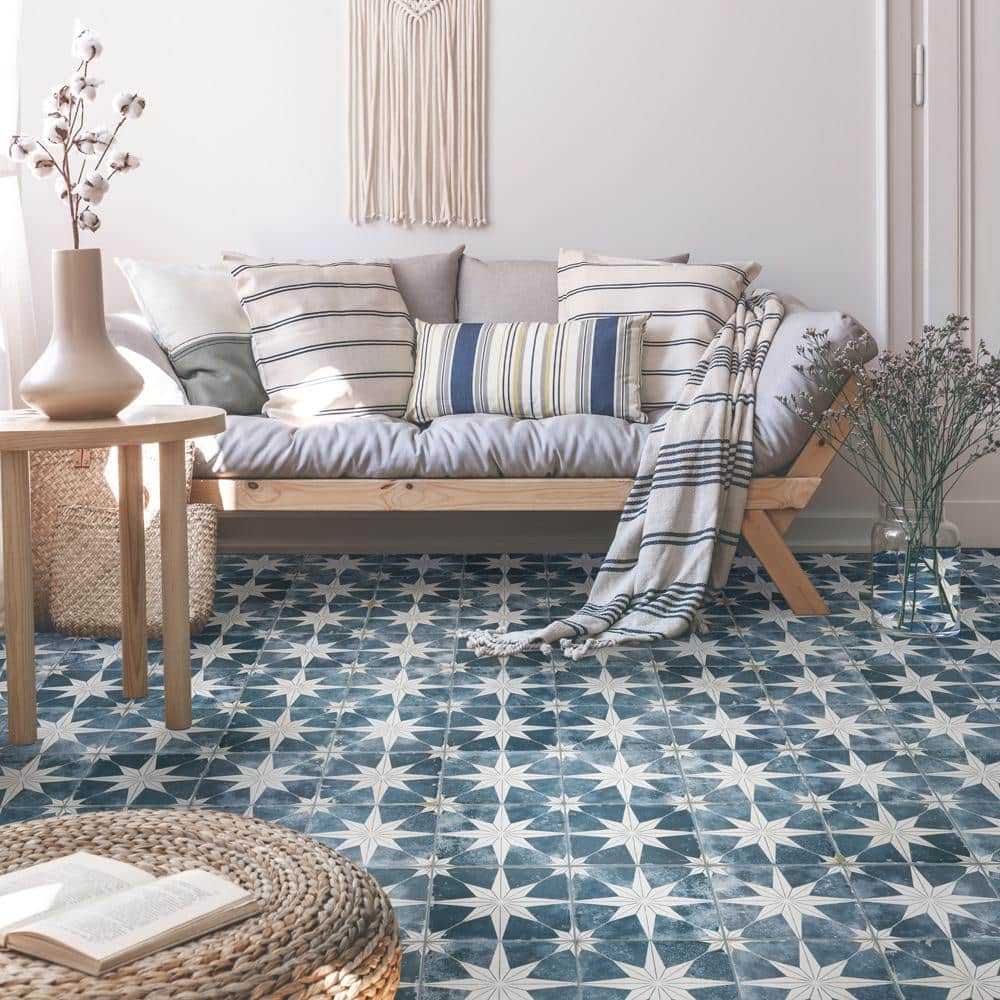 Kings Star Sky Blue and White Ceramic Floor and Wall Tile