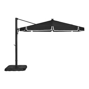11 ft. Aluminum and Steel Cantilever Patio Umbrella with LED Bars in Black with White Trim