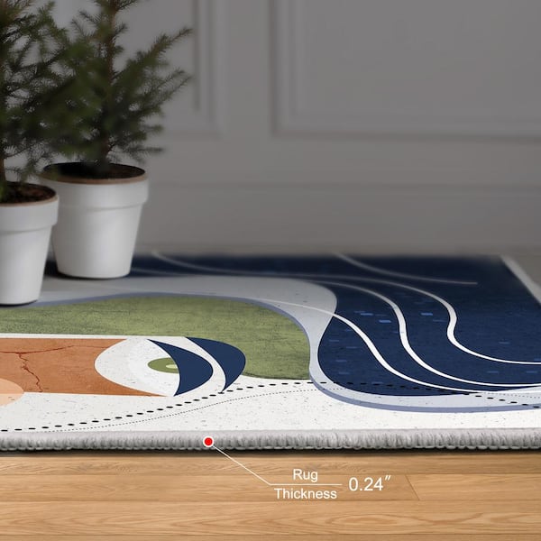 Multi-Colored 8' x 10' Aura Washable Geometric Art Area Rug Power-loomed Heavenly Softness with Non-Slipping Backing
