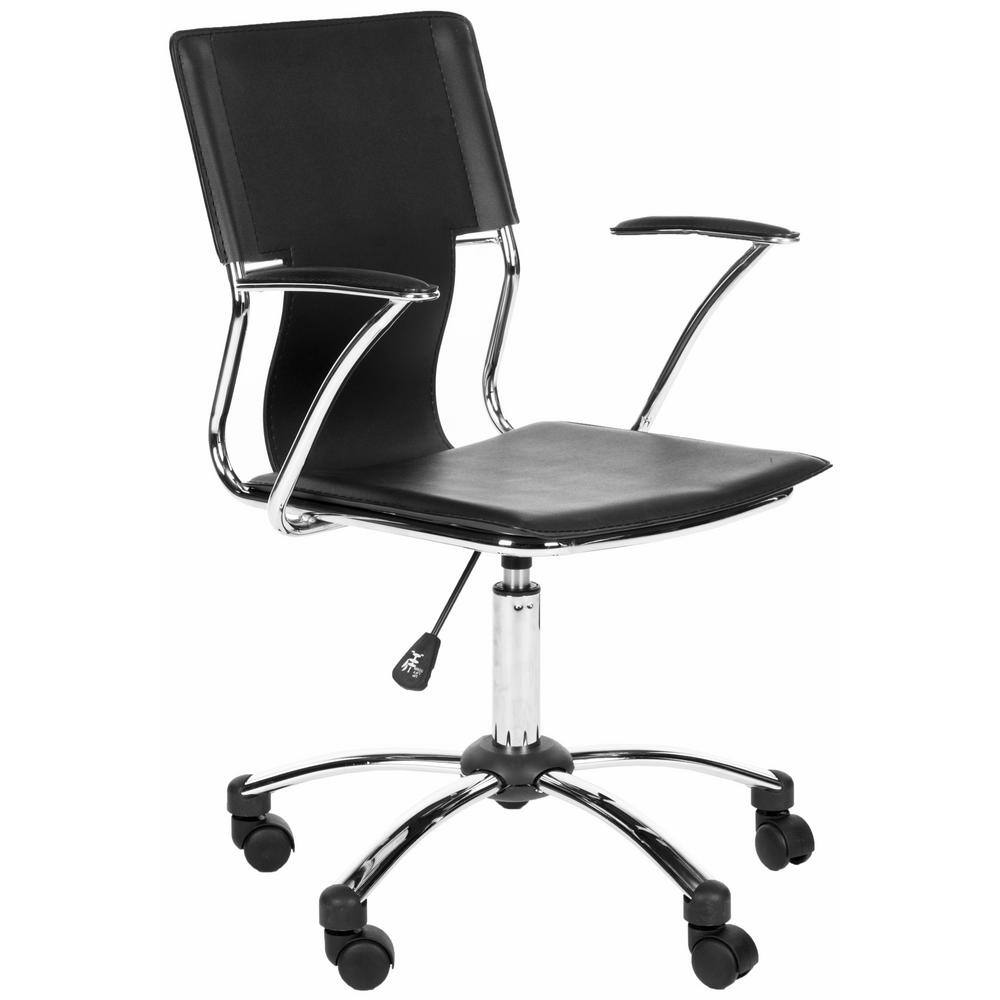 Transitional Kyler Black Leather & Metal Desk Chair