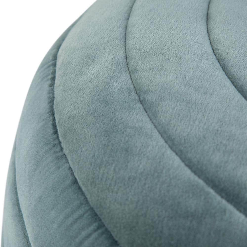 Vivienne Turquoise Velvet Round Pouf Ottoman