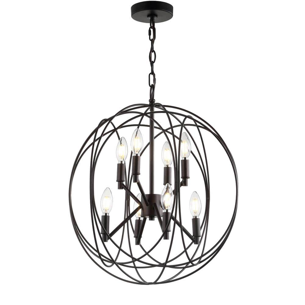 Contemporary Gray Iron-Finished 8-Arm Globe Pendant