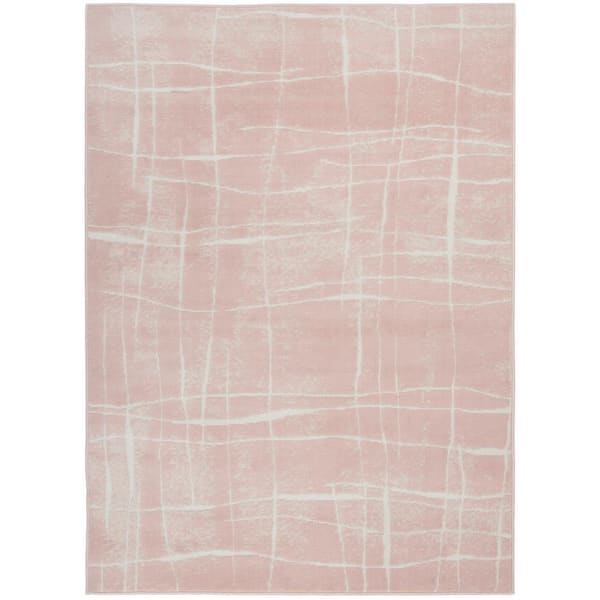 Nourison Whimsicle Pink Ivory 6 ft. x 9 ft. Abstract Contemporary Area Rug