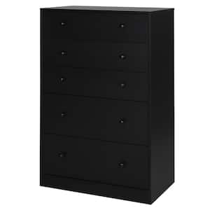 Oversized 5-Drawer Black Chest of Drawers Dresser with 2-Large Drawers 47.6 in. H x 31.5 in. W x 15.7 in. L