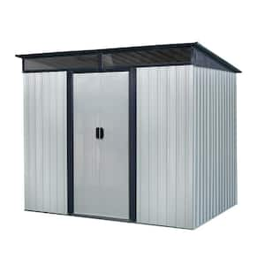 8 ft. W x 6 ft. D White Metal Shed with Lockable Sliding Door and Transparent plate (48 sq. ft.)