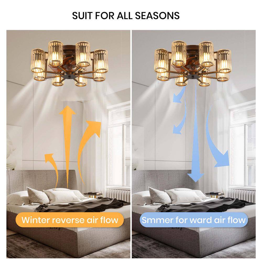 22'' Bronze Low Profile Ceiling Fan with Glass Shades