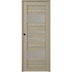 Romi 24 in. x 80 in. Shambor Right-Hand Solid Core 5-Lite Frosted Glass Wood Composite Single Prehung Interior Door