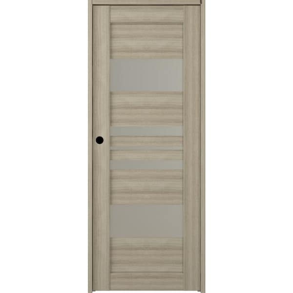 Belldinni Romi 32 in. x 80 in. Shambor Right-Hand Solid Core 5-Lite Frosted Glass Wood Composite Single Prehung Interior Door