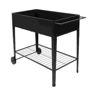 42.5 in. x 16.7 in. x 31.9 in. Mobile Metal Raised Garden Bed Cart with Legs, Elevated Planter Box with Wheels, Black