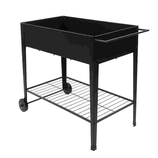 42.5 in. x 16.7 in. x 31.9 in. Mobile Metal Raised Garden Bed Cart with Legs, Elevated Planter Box with Wheels, Black