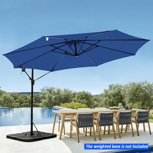 12 ft. Steel Cantilever Offset Outdoor Patio Umbrella with Crank in Blue