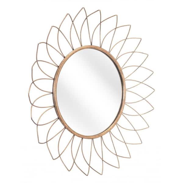 HomeRoots 31.5 in. x 31.5 in. Classic Irregular Framed Gold Vanity Mirror