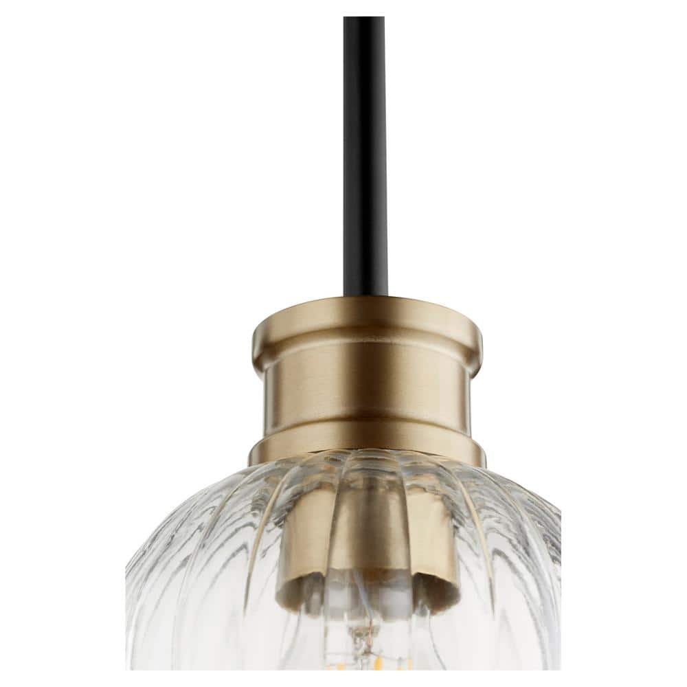 Monarch Aged Brass & Black 7.25" Pendant with Clear Glass Shade