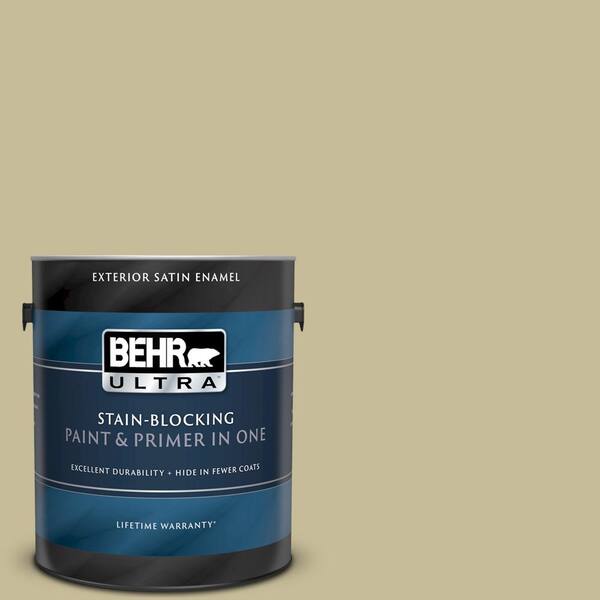 BEHR ULTRA 1 gal. #UL180-8 Tea Bag Satin Enamel Exterior Paint and Primer in One