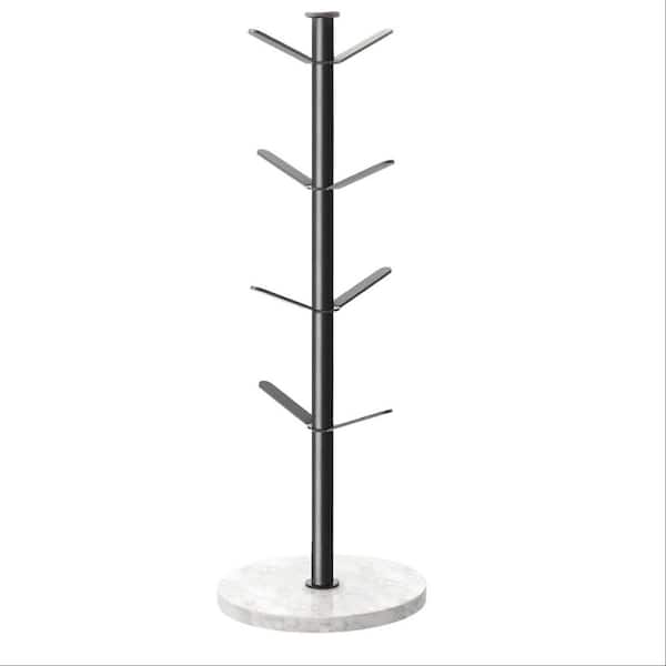 Marble Mug Holder Tree, 8 Hooks Coffee Cups Stand, New Upgraded Stable Mug Stand for Kitchen Counter Cabinet Cafe Black