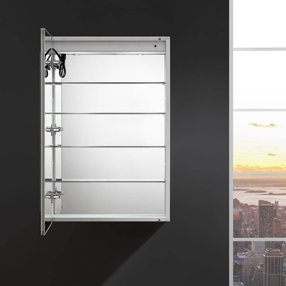 Elegant 24x36 Frameless LED Mirrored Medicine Cabinet with Digital Clock