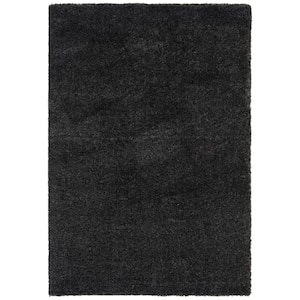 August Shag Charcoal Doormat 2 ft. x 4 ft. Solid Area Rug