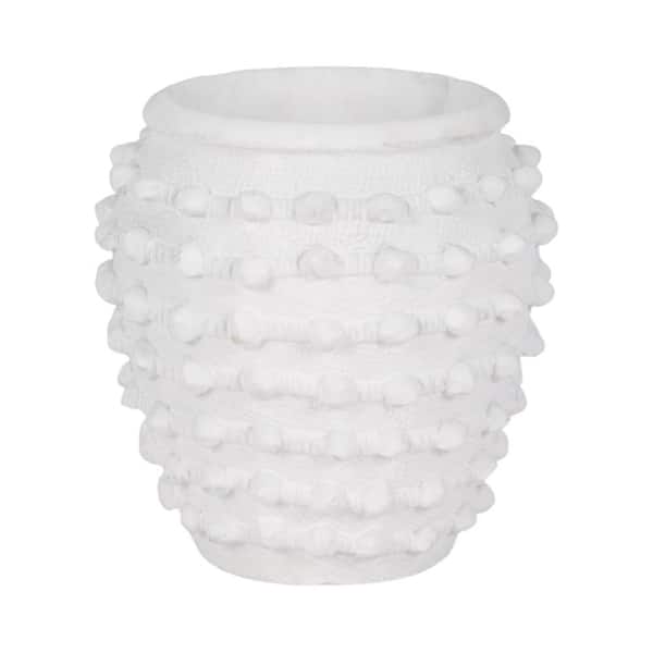 White Ceramic Round Woven Knot Decorative Planter (9 in. W x 9 in. H)