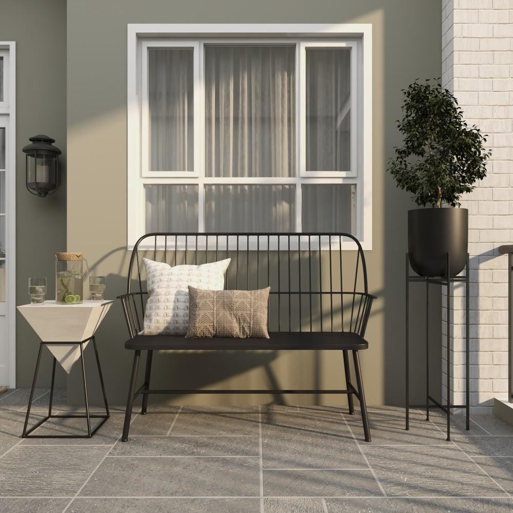 Modern Capsule-Shaped Black Iron Floor Planter with Stand