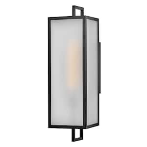 Halden 1-Light Black Hardwired Outdoor Wall Lantern Sconce