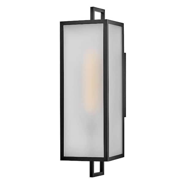 Halden 1-Light LED Black Hardwired Outdoor Wall Lantern Sconce