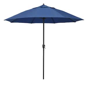 9 ft. Bronze Aluminum Market Patio Umbrella with Fiberglass Ribs and Auto Tilt in Regatta Sunbrella