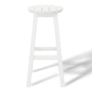 Laguna 29 in. HDPE Plastic All Weather Backless Round Seat Bar Height Outdoor Bar Stool in White (Set of 3)