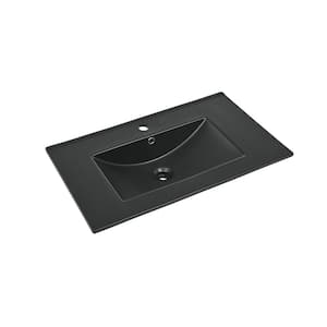 30 in. Vanity Top Bathroom Sink in Matte Black