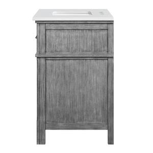 Brynwoods 49 in. W x 22 in. D x 34.78 in. H Freestanding Bath Vanity in Weathered Grey with White Quartz Engineered Top