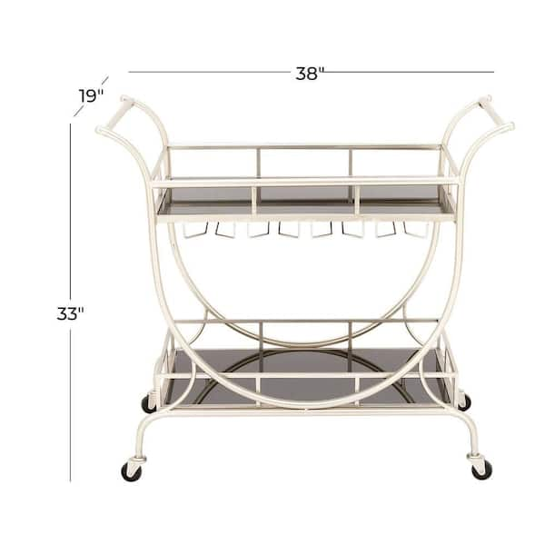 AA Products Inc. Industrial Bar Cart for Home, 3-Tier Bar Serving Cart with Wheels, Lockable Casters, Beverage Cart with Wine Rack and Glass Holder