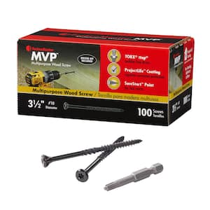 #10 x 3-1/2 in. Torx TTAP Drive Suresink Flat Head MVP Multipurpose Wood Screw (100 Pack)