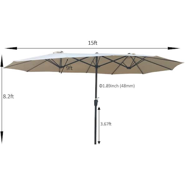 Willit 15 ft. Steel Sturdy Construction Outdoor Market Patio Umbrella in Tan