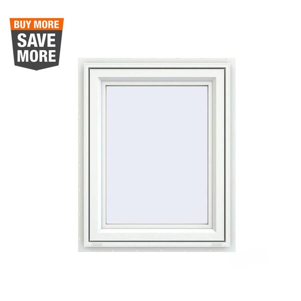 JELD-WEN 29.5 in. x 35.5 in. V-4500 Series White Vinyl Right-Handed Casement Window with Fiberglass Mesh Screen